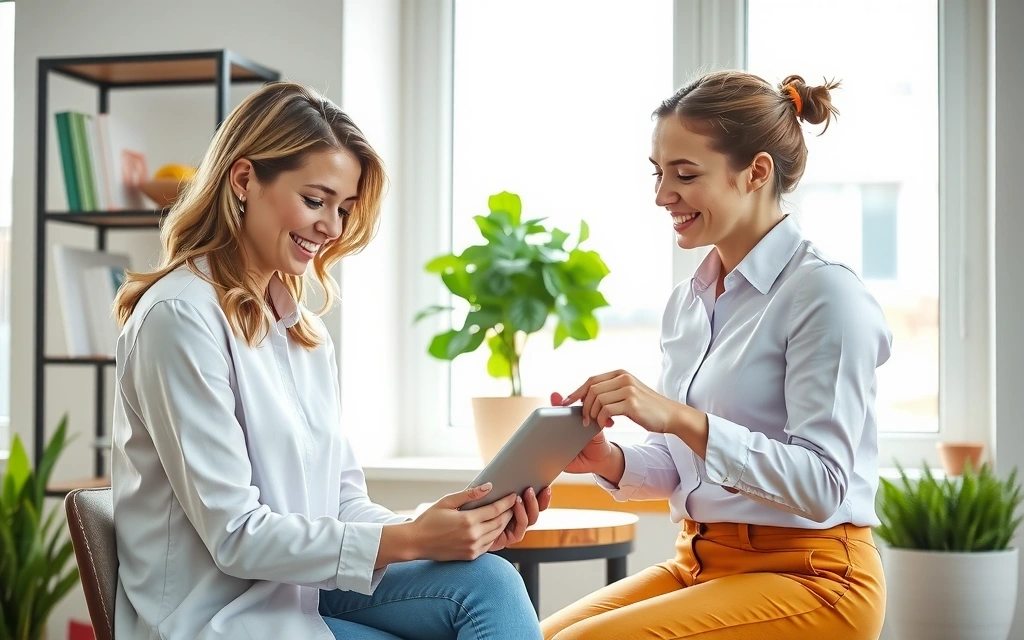 Nutriční specialista konzultuje s klientkou, ukazují na graf pokroku