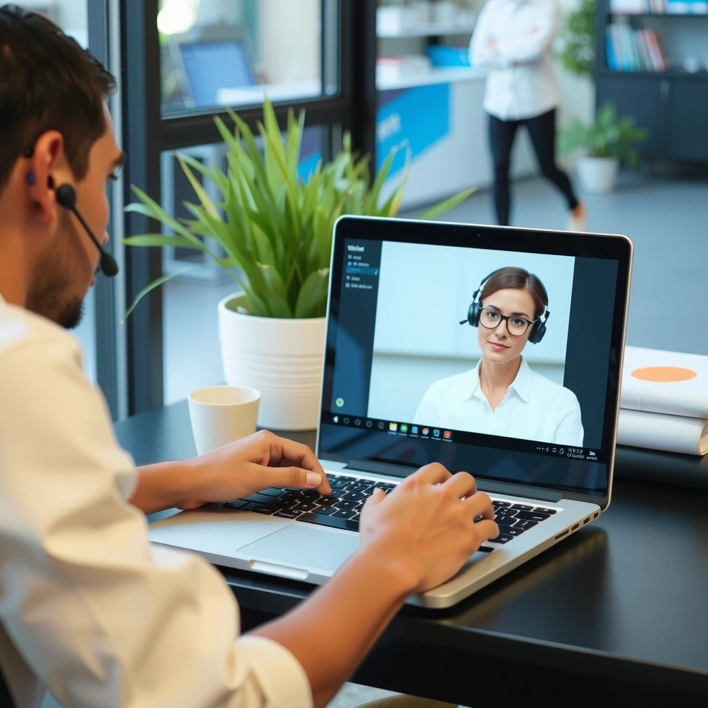 Osoba používající notebook pro online konzultaci