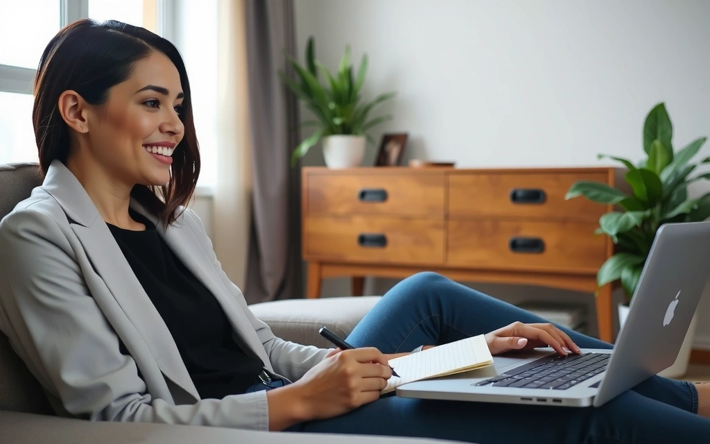 Žena s notebookem na online konzultaci s nutričním poradcem